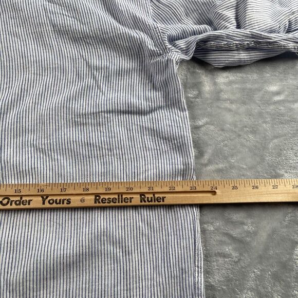 Rolla's Shirt Womens 10 Medium Blue Striped Slouchy Relaxed Button Down Cotton - Picture 9 of 16